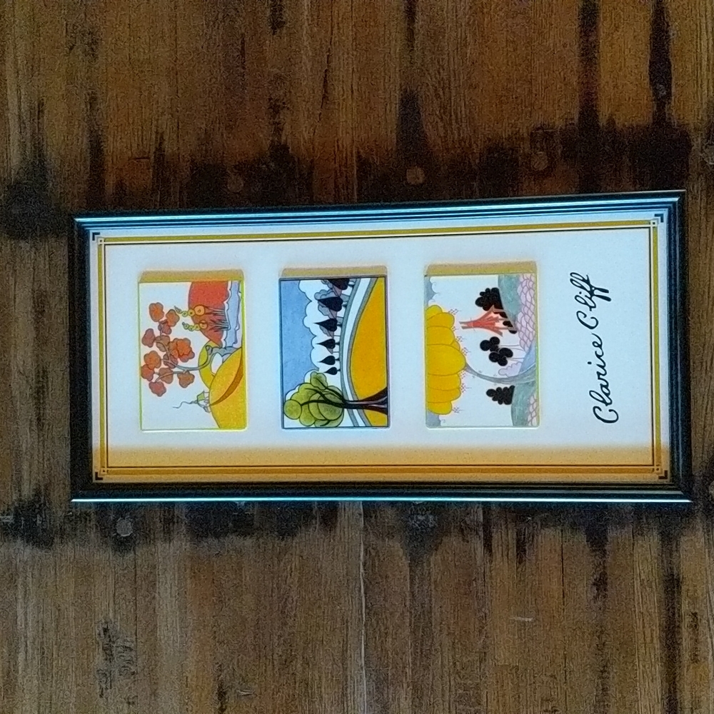 Clarice Cliff Edition Numbered & Framed Tile Set by Wedgwood.